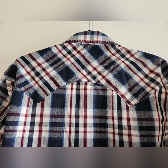 Rock&Roll Cowboy Vibrant Blue Red Casual Button Down Shirt Long Sleeves Size M - Picture 7 of 10